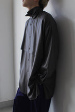 Load image into Gallery viewer, TWILL LEATHER FINISH LAYERED LONG SHIRT / DARK GRAY [20%OFF]