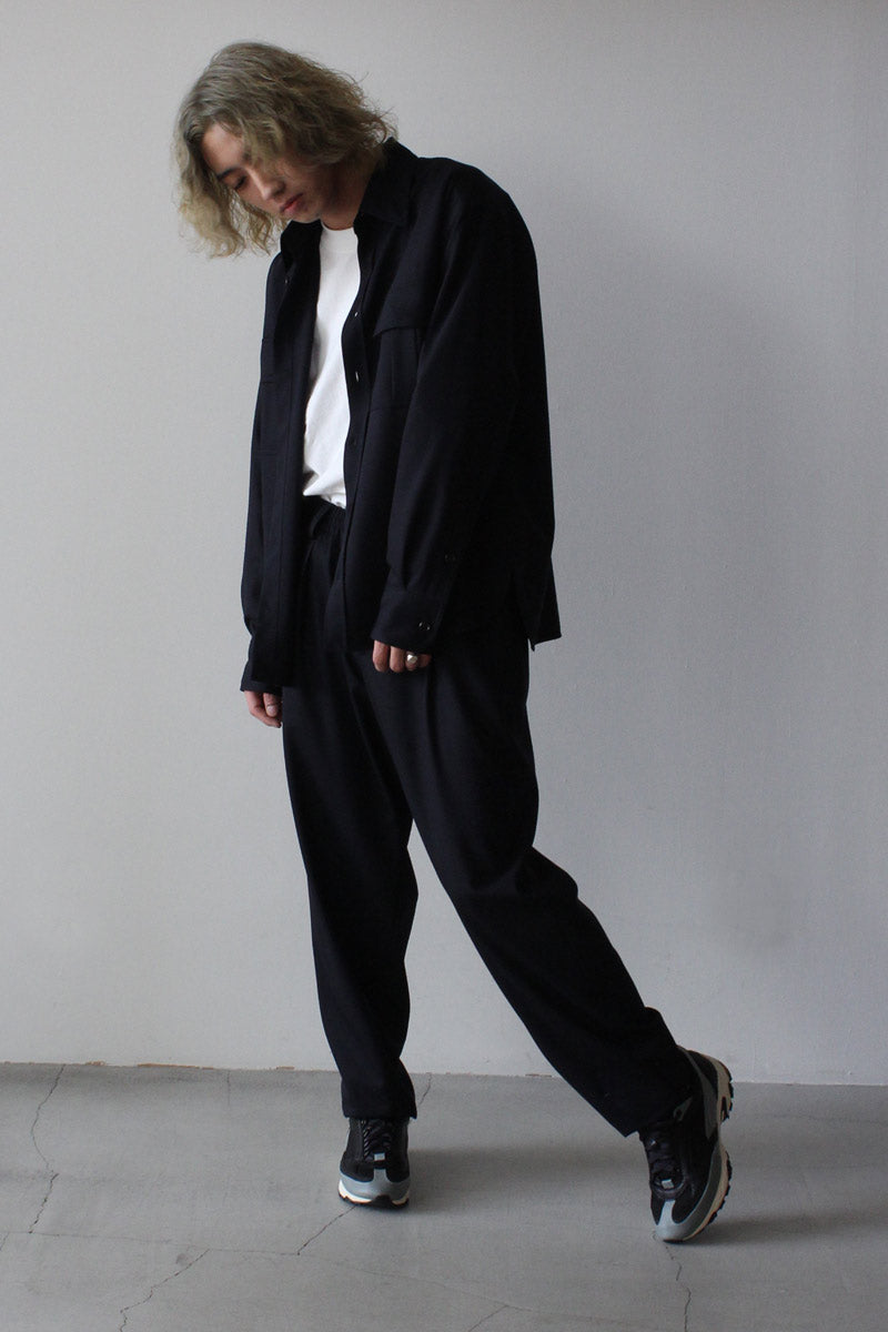 STOCK NEW CLASSIC SHIRT TROPICAL WOOL GABARDINE / DARK SAPPHIRE