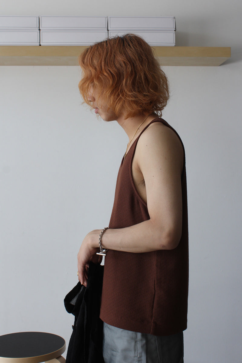 OUR LEGACY | SINGLET / RUST RED PANAMA COTTON タンクトップ – STOCK