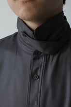 Load image into Gallery viewer, TWILL LEATHER FINISH LAYERED LONG SHIRT / DARK GRAY [30%OFF]