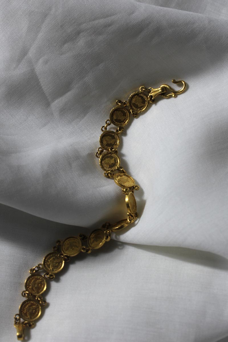 VINTAGE GOLD JEWELRY | 24K GOLD COIN BRACELET 12.17G / GOLD 24K