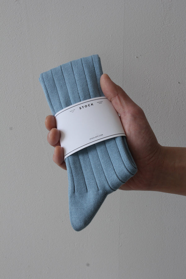 COMFORT COTTON RIB HI-SOCKS / DUSTY BLUE