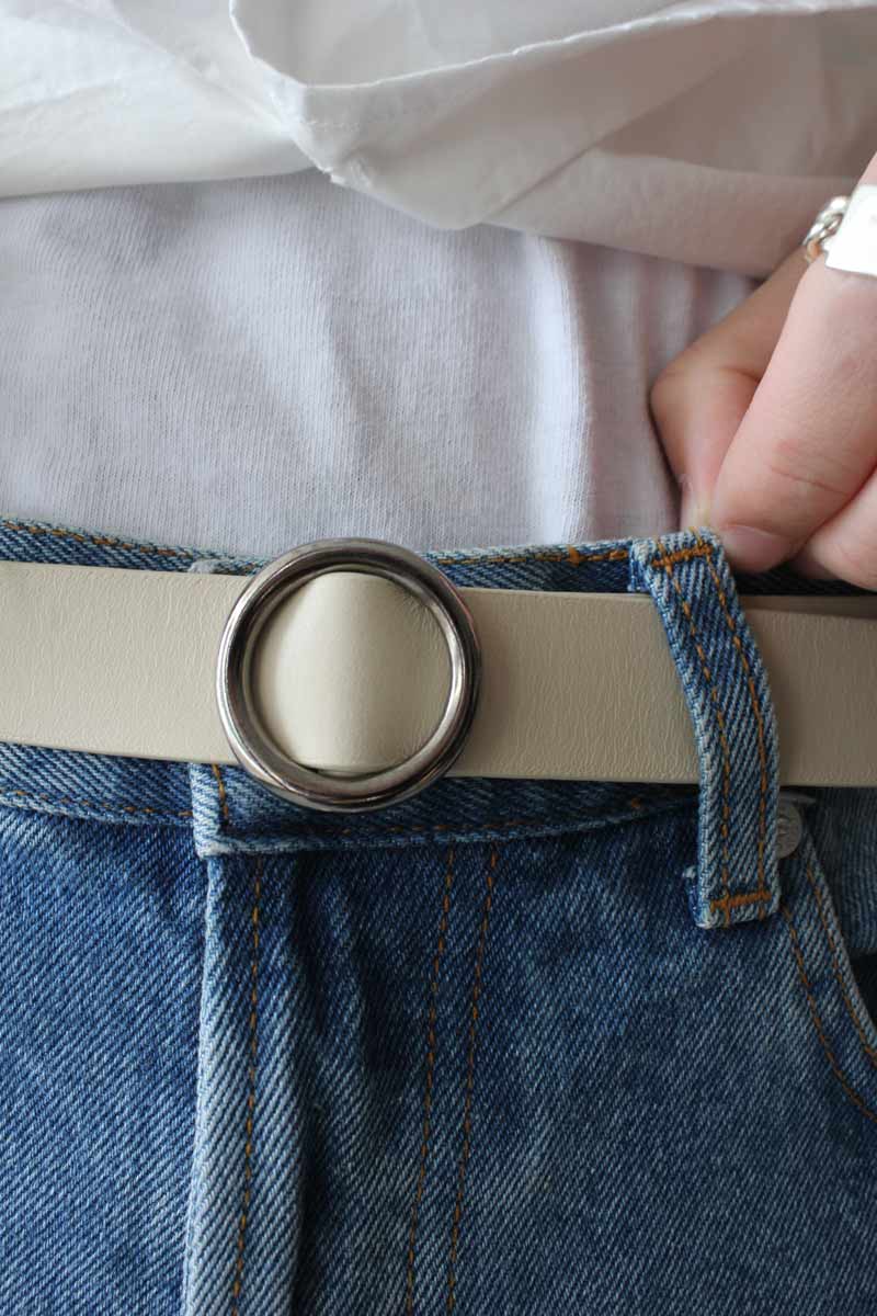小物 Sefr CIRCLE BELT SEFR | CIRCLE BELT / PALE WHITE ナローレザーベルト – STOCK
