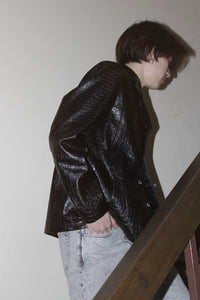 SEFR | FRANCIS JACKET / CROCO BLACK ビーガンクロコレザージャケット