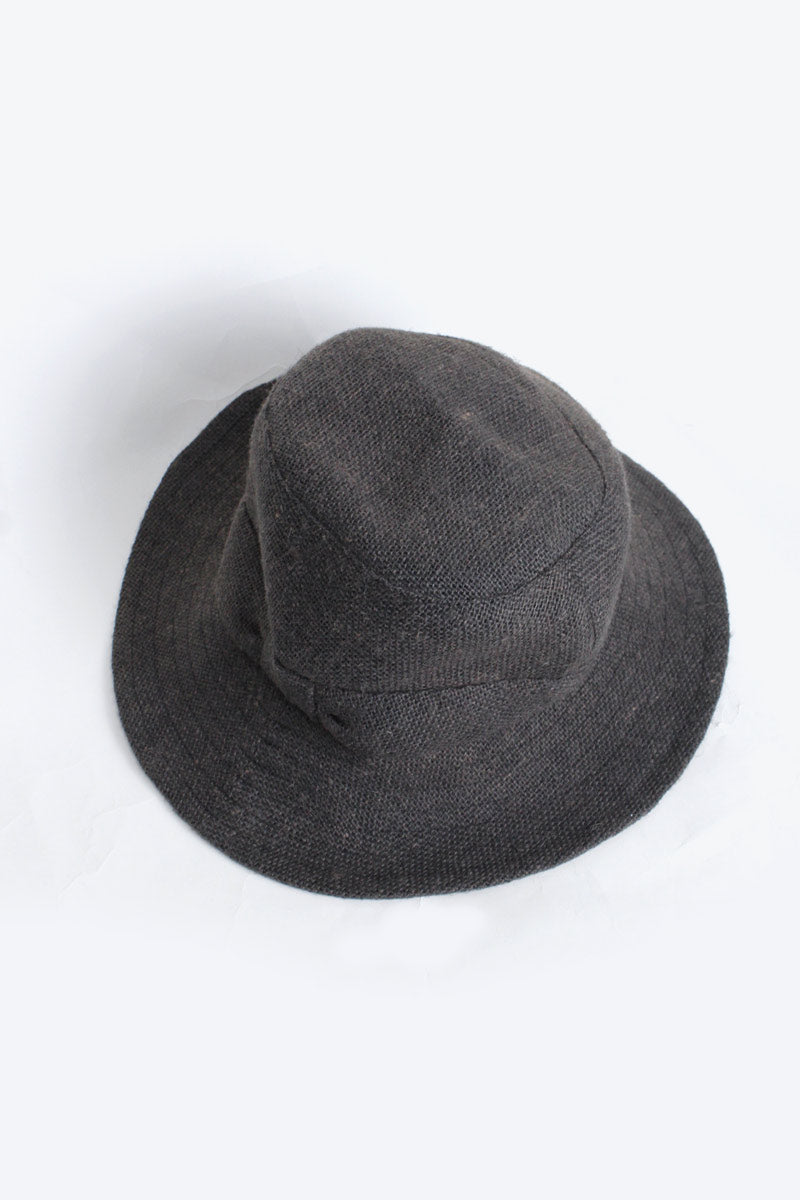JUTE MID BRIM HAT WITH RIBBON DETAIL / BLACK [50%OFF]