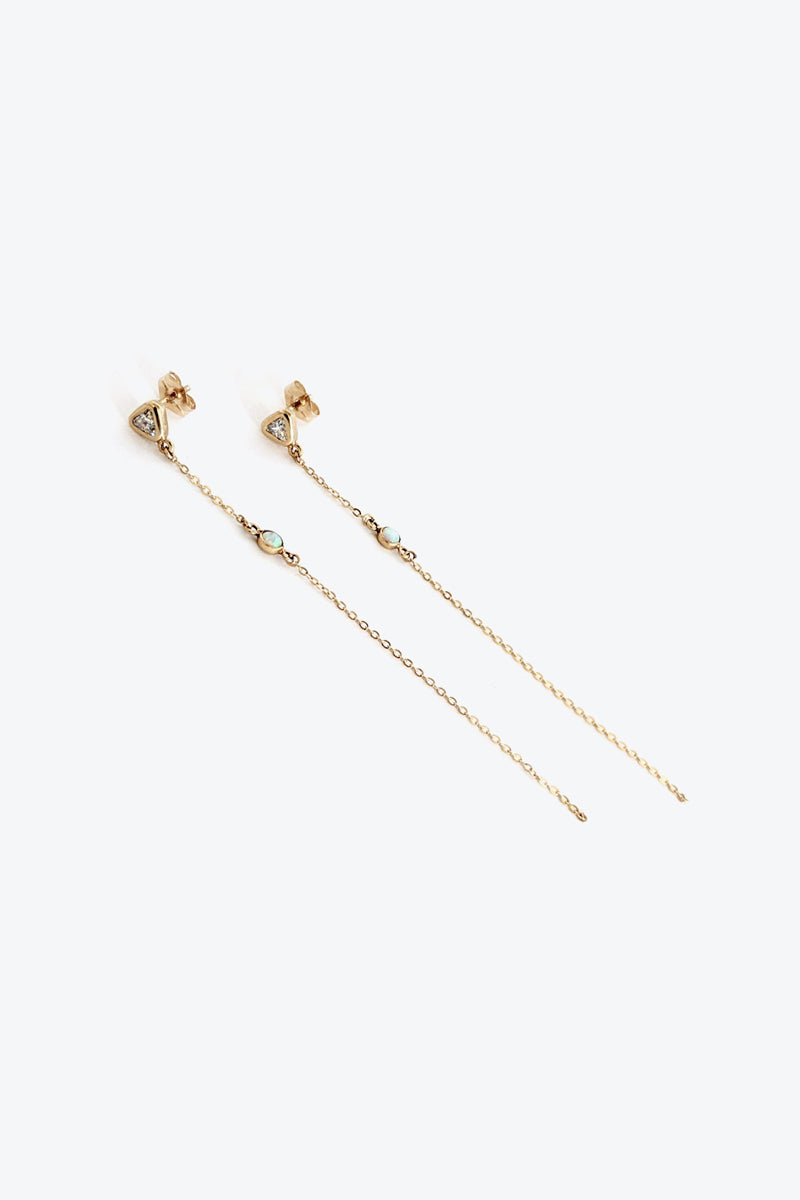 ARIA EARRING w/CZ AND OPAL STONE / 14K GOLD VERMEIL